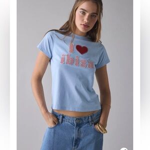 NWT Urban Outfitters I Heart City Applique Graphic Slim Tee Abiza Size M